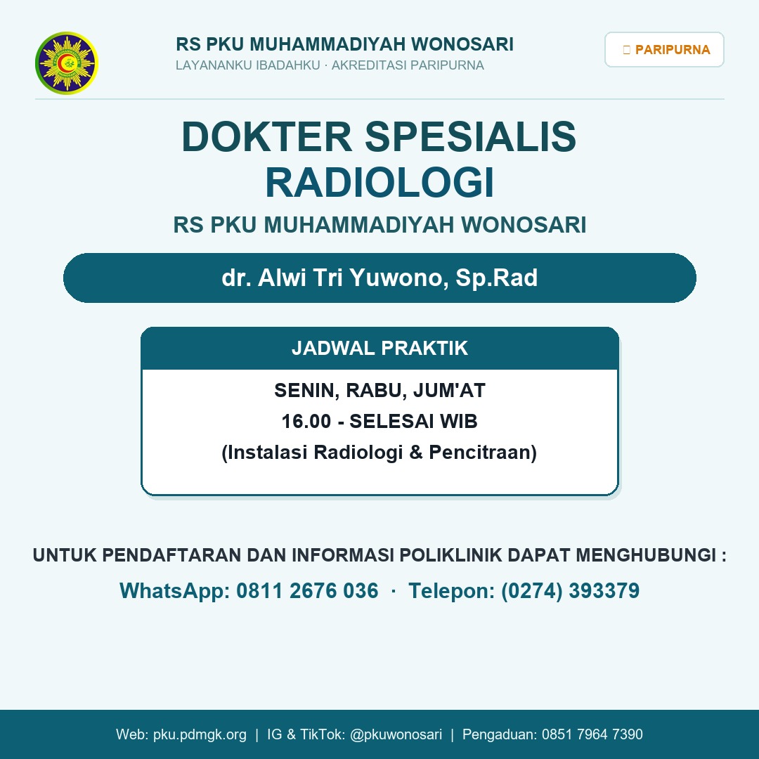 Jadwal dr. Alwi Tri Yuwono, Sp.Rad - Spesialis Radiologi RS PKU Wonosari