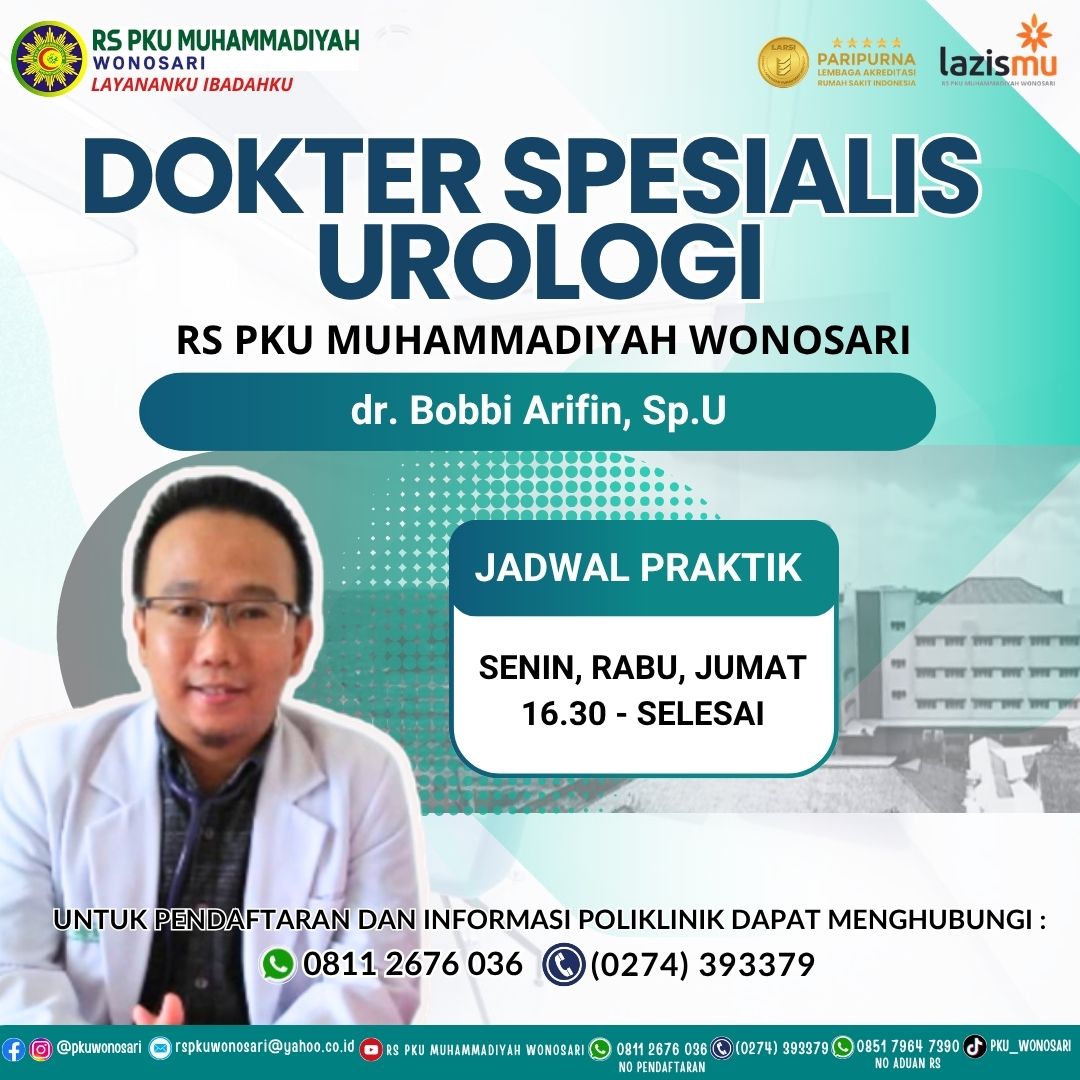 Jadwal dr. Bobbi Arifin, Sp.U - Spesialis Urologi RS PKU Wonosari