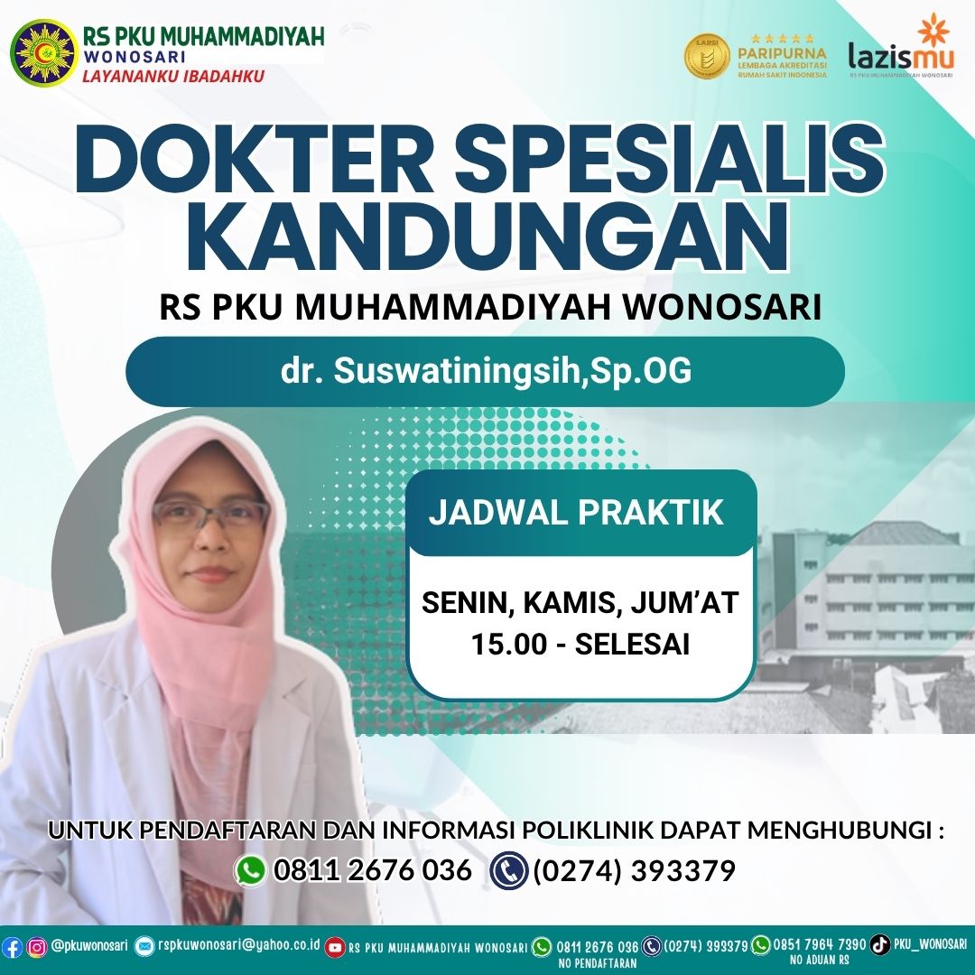 Jadwal dr. Suswatiningsih, Sp.OG - Spesialis Kebidanan & Kandungan RS PKU Wonosari