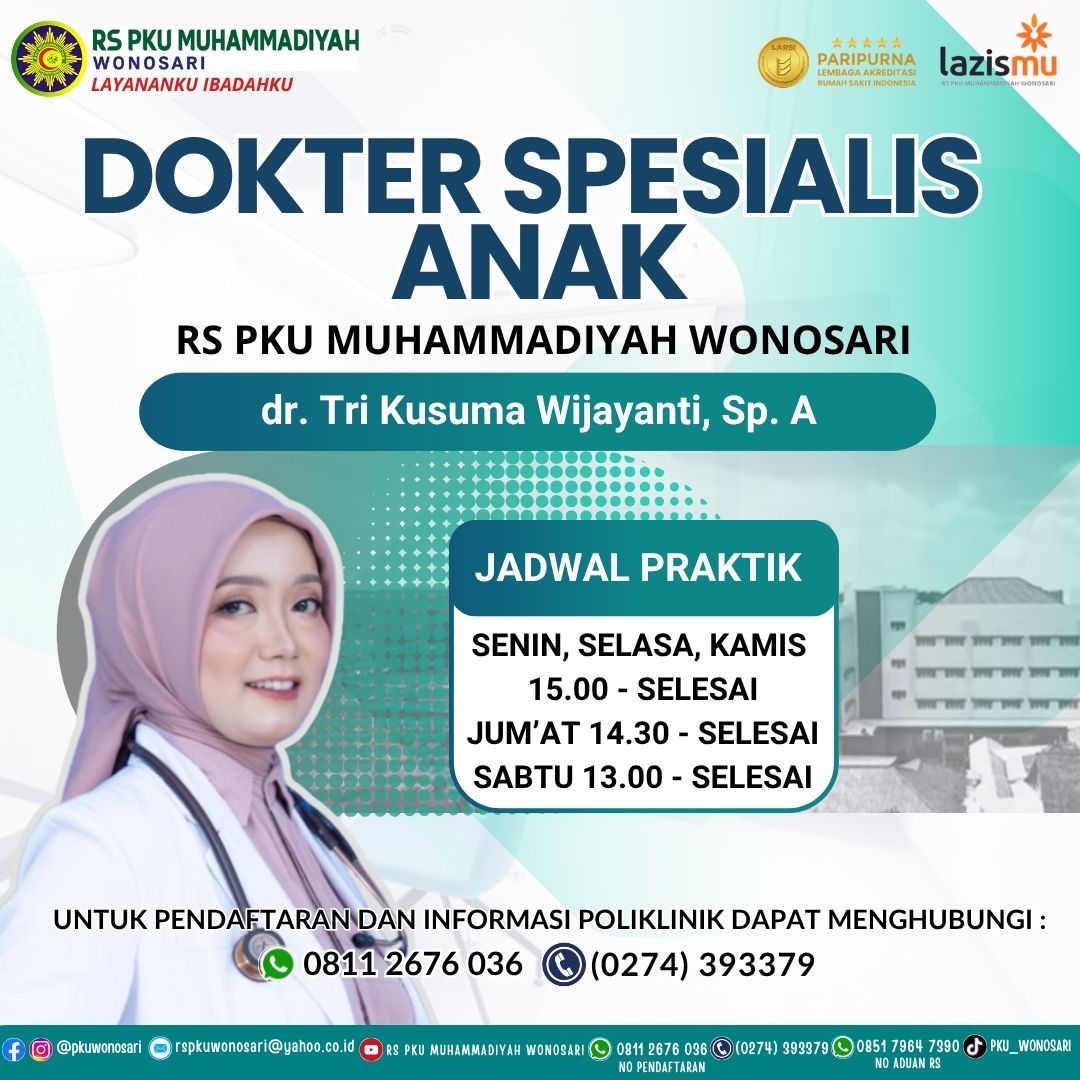Jadwal dr. Tri Kusumawijayanti, Sp.A - Spesialis Anak & Tumbuh Kembang RS PKU Wonosari