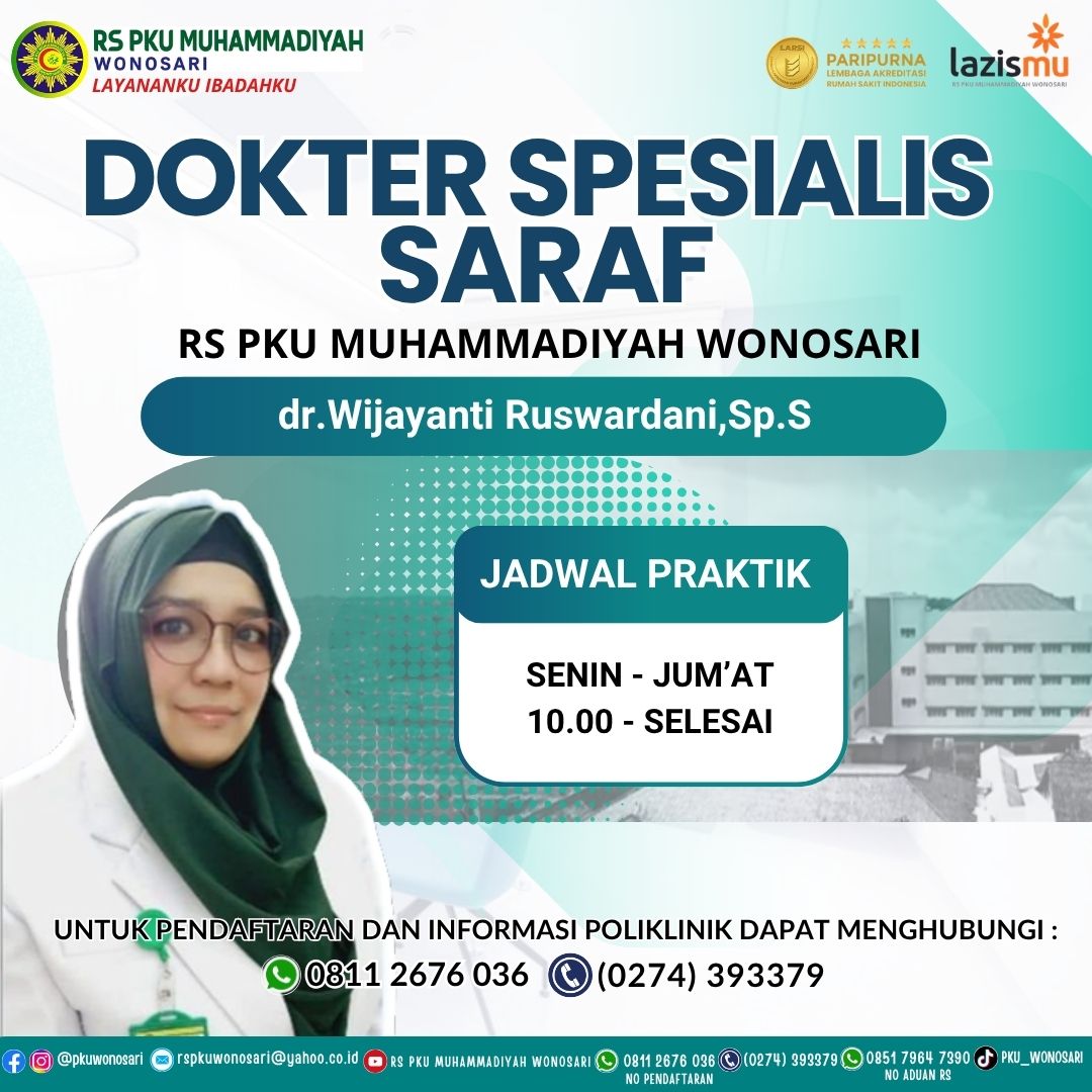 Jadwal dr. Wijayanti Ruswardani, Sp.S - Spesialis Saraf (Neurologi) RS PKU Wonosari